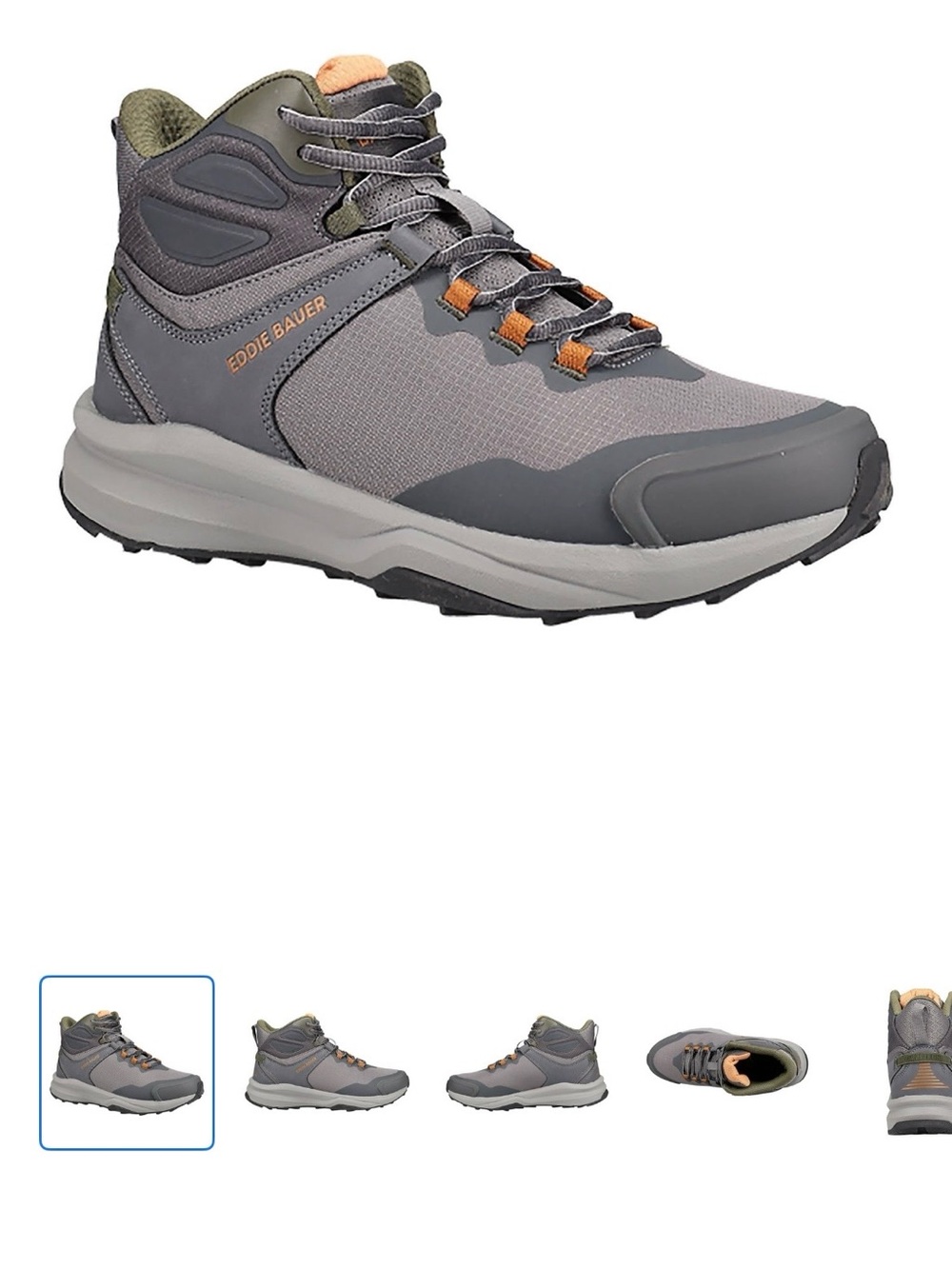 Eddie Bauer Gray and Orange Men's Mid-Top Hiking Boot